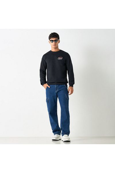 Lee Cooper Embroidered Sweatshirt with Long Sleeves and Crew Neck