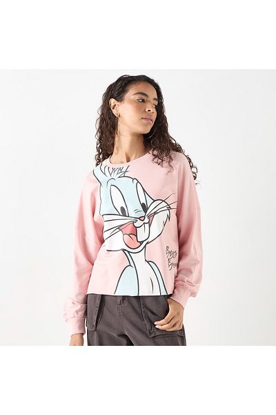 SP Characters Bugs Bunny Print Sweatshirt with Crew Neck and Long Sleeves