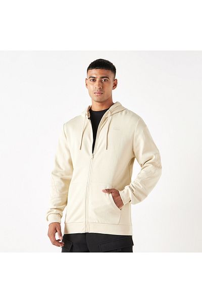 Kappa Solid Zip Through Hoodie with Long Sleeves and Kangaroo Pocket