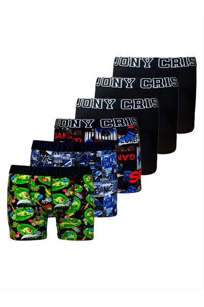 JONY CRIS Pamuklu Desenli Boxer Şort 6’lı Set Erkek Baksır Külot Don
