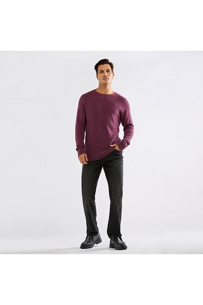 FAV Textured Sweater with Long Sleeves and Crew Neck