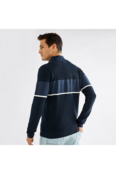 FAV Colourblock High Neck Sweatshirt with Long Sleeves and Zip Closure