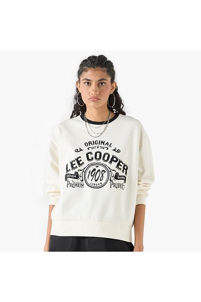 Lee Cooper Printed Sweatshirt with Crew Neck and Long Sleeves
