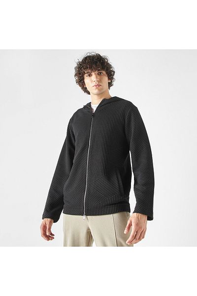 Iconic Textured Zip Through Hoodie with Long Sleeves