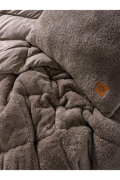 doremodam Beige Plush Double Duvet Set - 492608 -1453