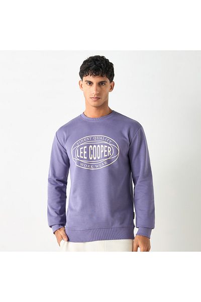 Lee Cooper Printed Sweatshirt with Long Sleeves and Crew Neck