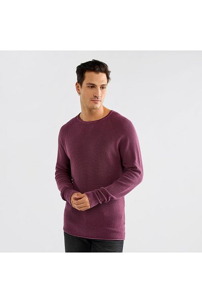 FAV Textured Sweater with Long Sleeves and Crew Neck