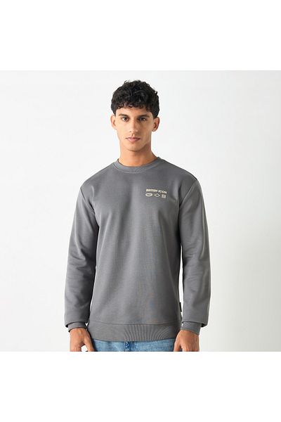 Lee Cooper Printed Sweatshirt with Long Sleeves and Crew Neck