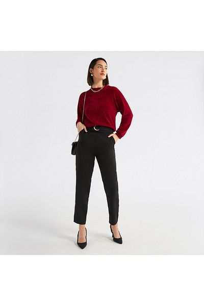 FAV Textured Crew Neck Sweatshirt with Raglan Sleeves