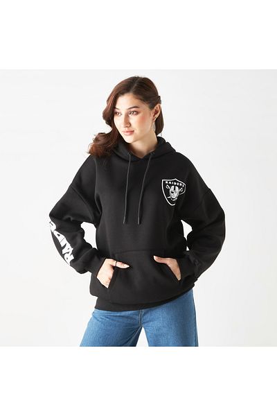 SP Characters Raiders Print Hoodie with Drop Shoulder Sleeves and Kangaroo Pocket