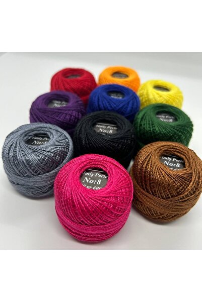 ALMİŞ Almiş Perle Etamin-kanaviçe 10'lu Iplik Seti (10 Gr-No:8)