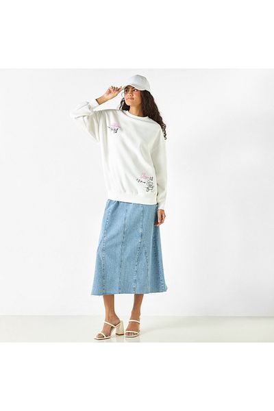 SP Characters Print Sweatshirt with Long Sleeves