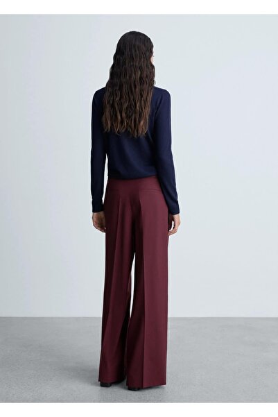 MANGO Woman Wideleg Pilili Yün Pantolon