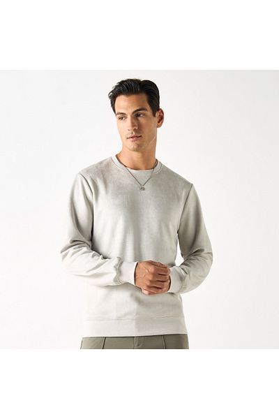 Iconic Solid Sweatshirt with Round Neck and Long Sleeves