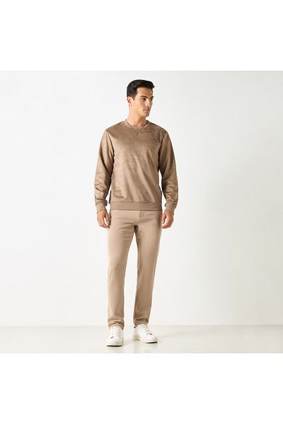 Iconic Solid Sweatshirt with Round Neck and Long Sleeves