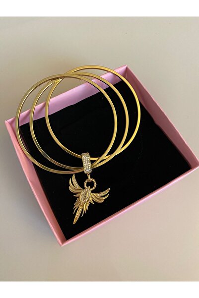 kubotique 3'lü Ajda Bilezik Anka Kuş Charmlı Gold