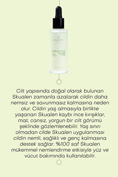 Polente Natural %100 Pure Squalane - Bitkisel Kaynaklı %100 Saf Skualen (30 ML)