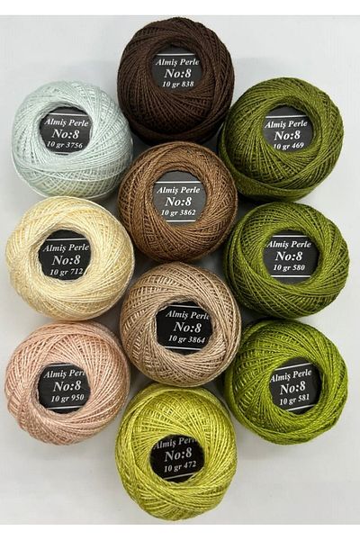 ALMİŞ Alış Perle Etamin-Cross Stitch 10-Piece Thread Set (10 Gr-No:8)