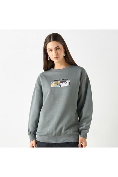 SP Characters Graphic Print Sweetheart with Crew Neck and Long Sleeves