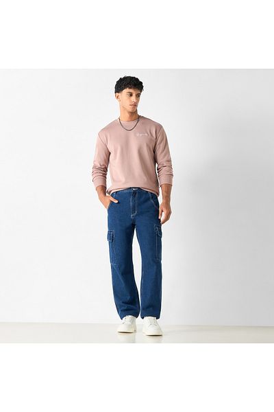 Lee Cooper Printed Sweatshirt with Long Sleeves and Crew Neck