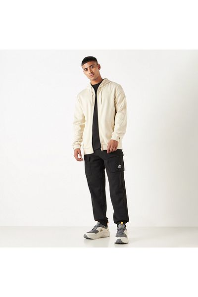 Kappa Solid Zip Through Hoodie with Long Sleeves and Kangaroo Pocket