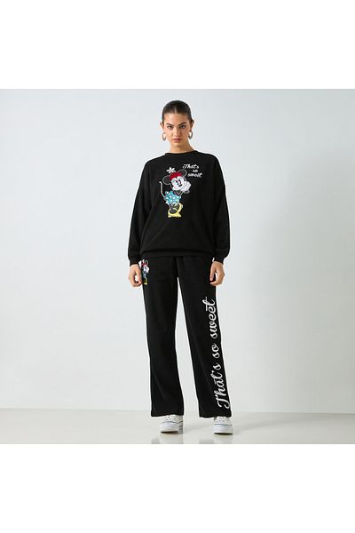 SP Characters Minnie Mouse Print Sweatshirt With Crew Neck And Long Sleeves
