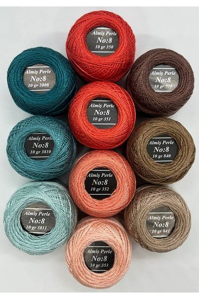 ALMİŞ Alış Perle Etamin-Cross Stitch 10-Piece Thread Set (10 Gr-No:8)