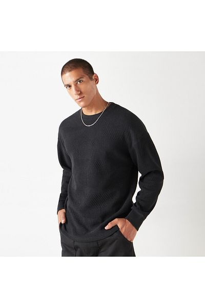 Iconic Textured Sweatshirt with Long Sleeves