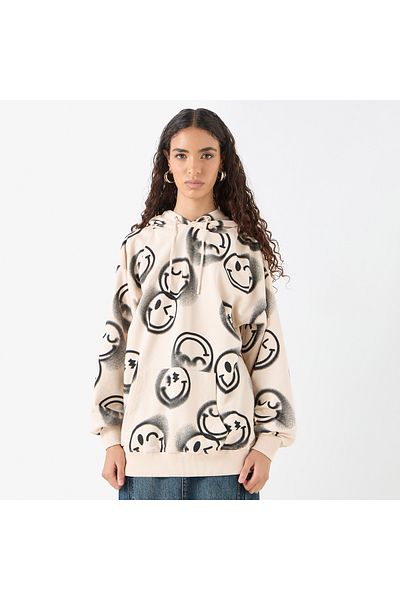 SP Characters All-Over SmileyWorld Print Hoodie with Long Sleeves and Kangaroo Pockets