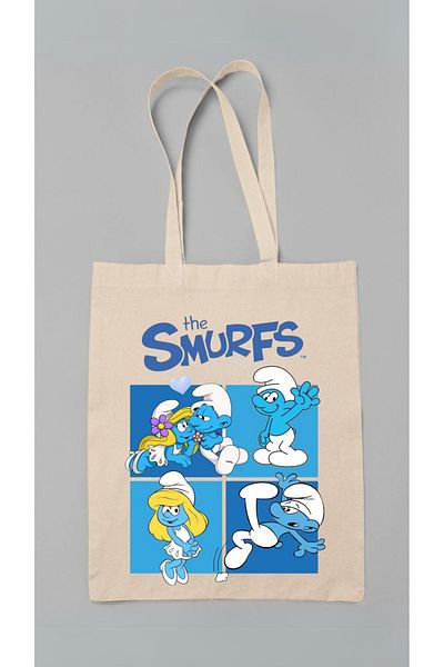 GİFTORA ORGANIC GABARDIN CLOTH BAG - THE SMURFS