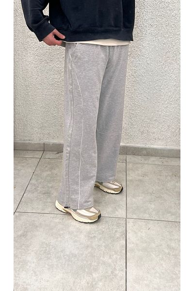 RE7EDİ Pantaloni de trening oversize, unisex, în dungi cu două fire