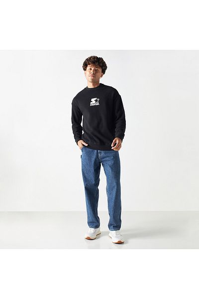 Starter Logo Print Pique Sweatshirt with Long Sleeves