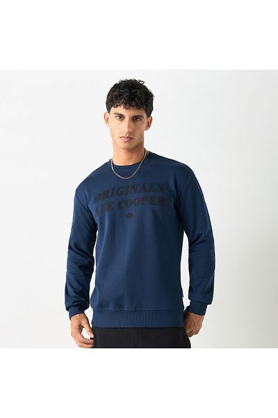 Lee Cooper Printed Sweatshirt with Long Sleeves and Crew Neck