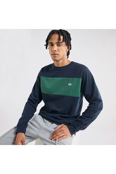 FAV Panelled Sweatshirt with Long Sleeves and Crew Neck
