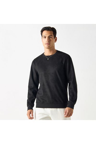 Iconic Solid Sweatshirt with Round Neck and Long Sleeves