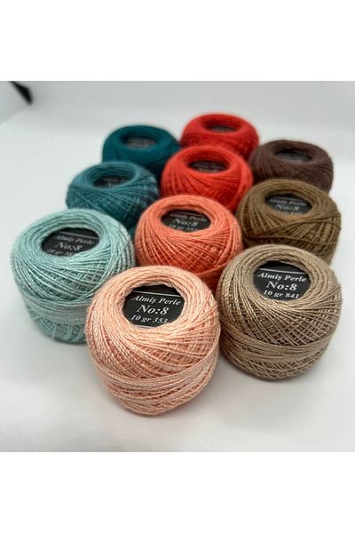 ALMİŞ Alış Perle Etamin-Cross Stitch 10-Piece Thread Set (10 Gr-No:8)