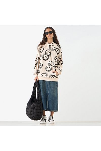SP Characters All-Over SmileyWorld Print Hoodie with Long Sleeves and Kangaroo Pockets