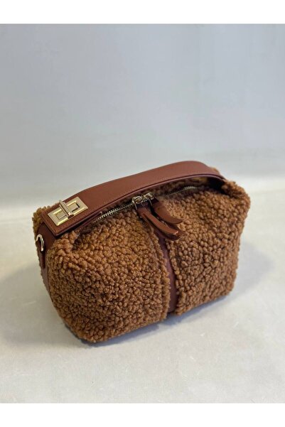 çkn sedat çakan çanta & fular & aksesuar Baguette model kadın peluş el omuz çantası