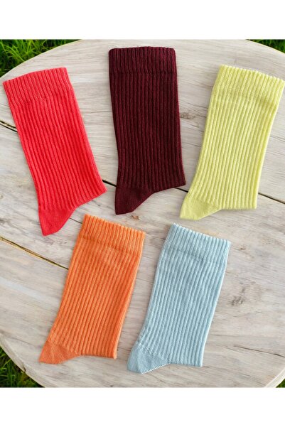 5 Pairs Multicolor Derby Autumn / Winter Medium Thick Women Socket Socks High Quality Comfortable