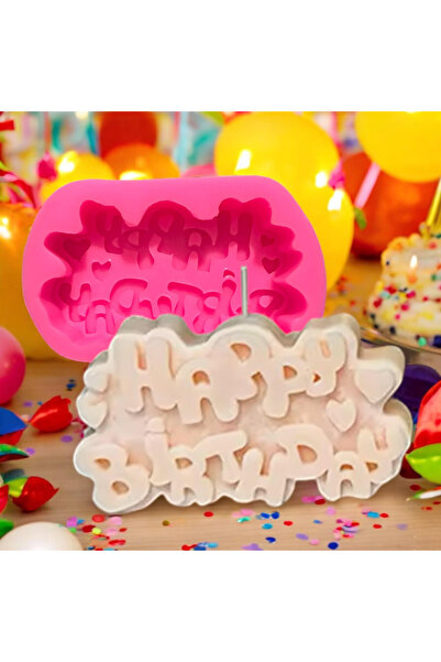 HOBİ YAP Happy Birthday Taş Tozu,mum,sabun, Epoksi, Şeker Hamuru, Çikolata Si...