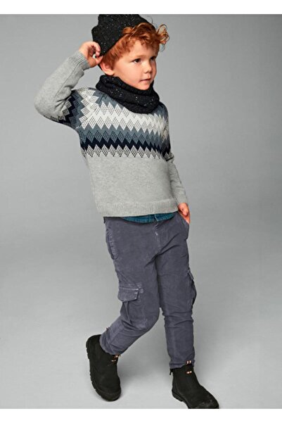 MAYORAL 04-09 Years Boy Gray Color Cargo Pocket Velvet Trousers