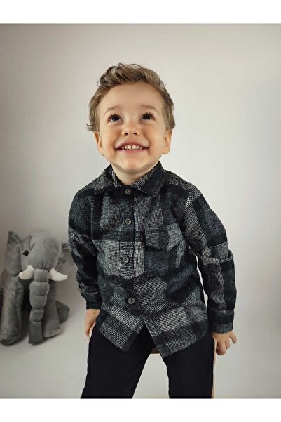 GAMZEAKKUŞ Klasik Uzun Kollu Rahat Kesim Tek Cepli Kareli Kışlık Erkek Çocuk ...