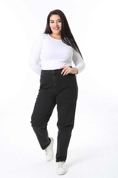 Şans Pantaloni de damă, negri, cu talie înaltă, cu 5 buzunare, din lycra, 65N38446