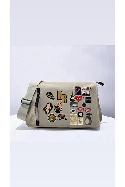Aesthia Culoare Bej Pin Detaliu Seria Specială Canvas Model Messenger Bag - Mingalondon