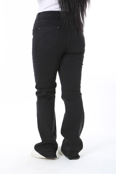Şans Women's Large Size Black High Waist 5 Pocket Lycra Jeans 65N38445