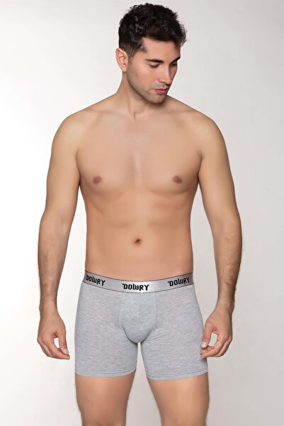 DOWRY Men's Modal Boxers - Long Gray with Logo Elastic