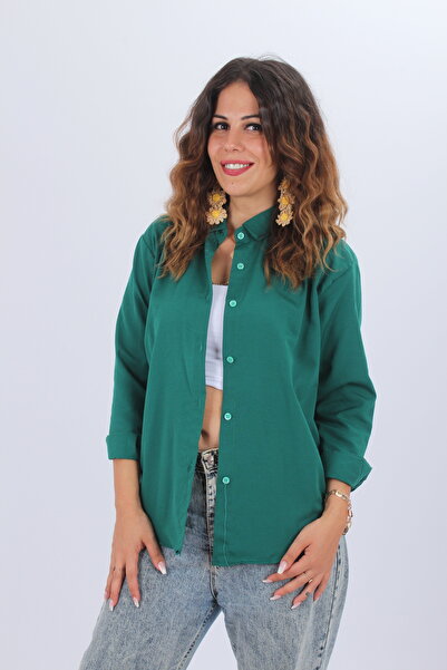 HelenaButik Kadın  Oversize Uzun Basic Gömlek