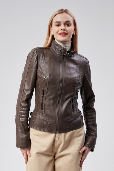 Soft Deri Nicole Kadın Hakim Yaka Vizon Hakiki Deri Mont