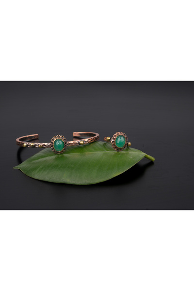Zinnun Bakır Bilezik Taşlı Yüzüklü