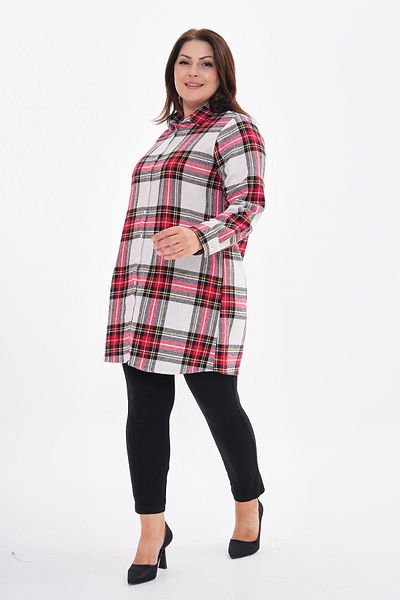 charamela Women's Large Size Plaid Shirt Tunic -Bgg51